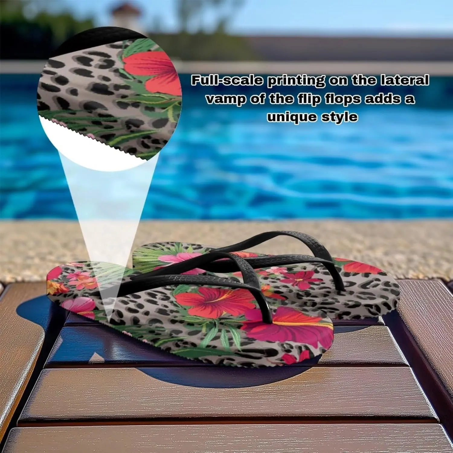 Coloranimal Flip Flops for Women Summer Beach Sandals Flower Flip Flops Thong Sandals Non Slip Women's Flip Flops Bathroom Slippers Y Sandals