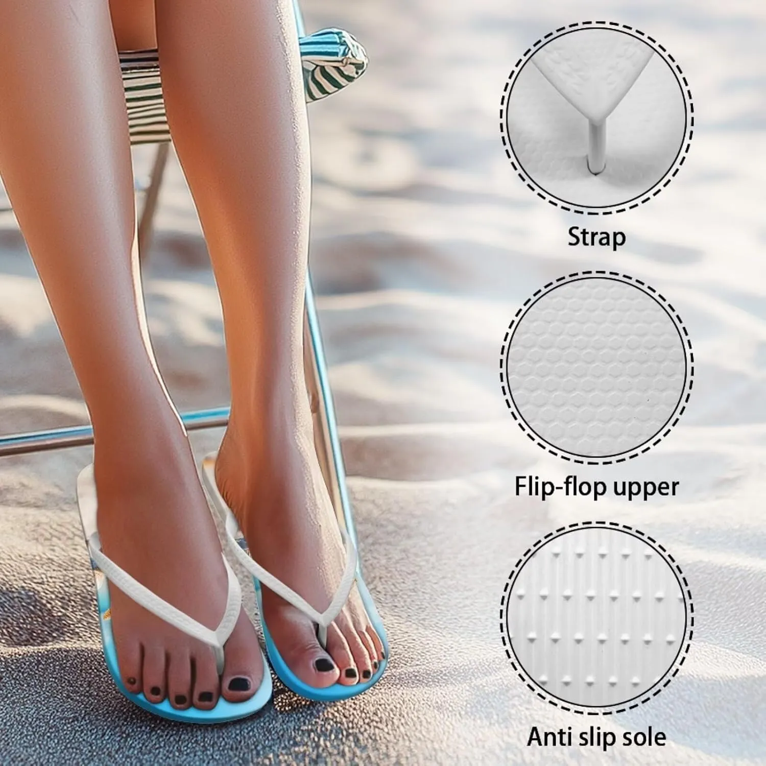 Coloranimal Womens Flip Flops Summer Beach Sandals Non Slip Flip Flops Thong Sandals for Women Lightweight Ladies Slip On Summer Slippers
