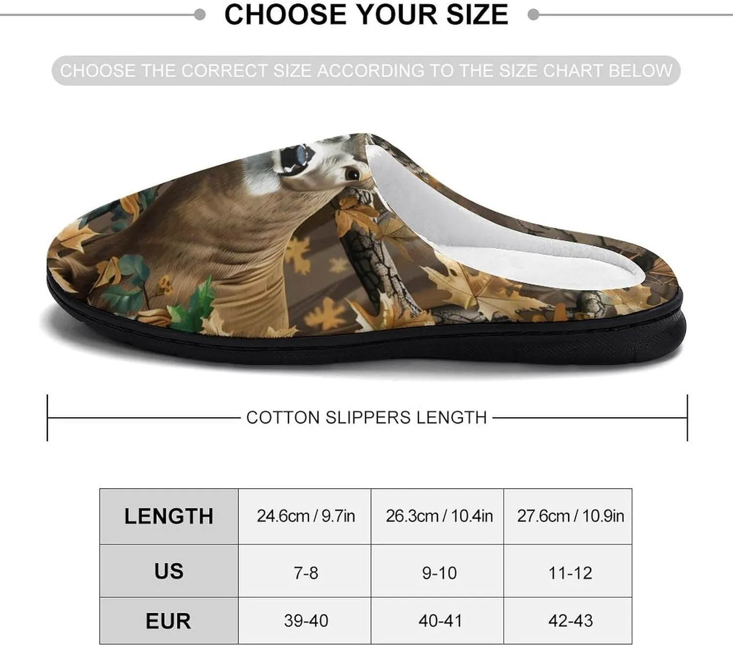 Cool Deer Camouflage Hunting Women's Memory Foam Slippers Non-Slip Cotton House Shoes for Indoor Outdoor