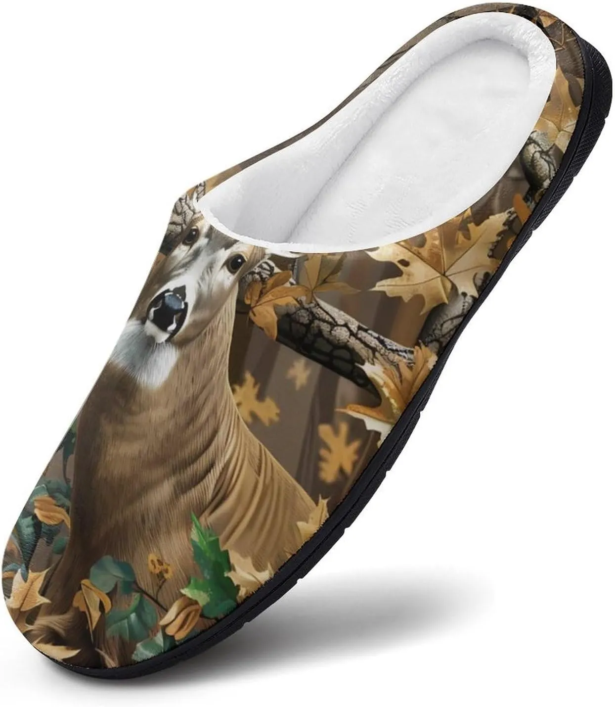 Cool Deer Camouflage Hunting Women's Memory Foam Slippers Non-Slip Cotton House Shoes for Indoor Outdoor