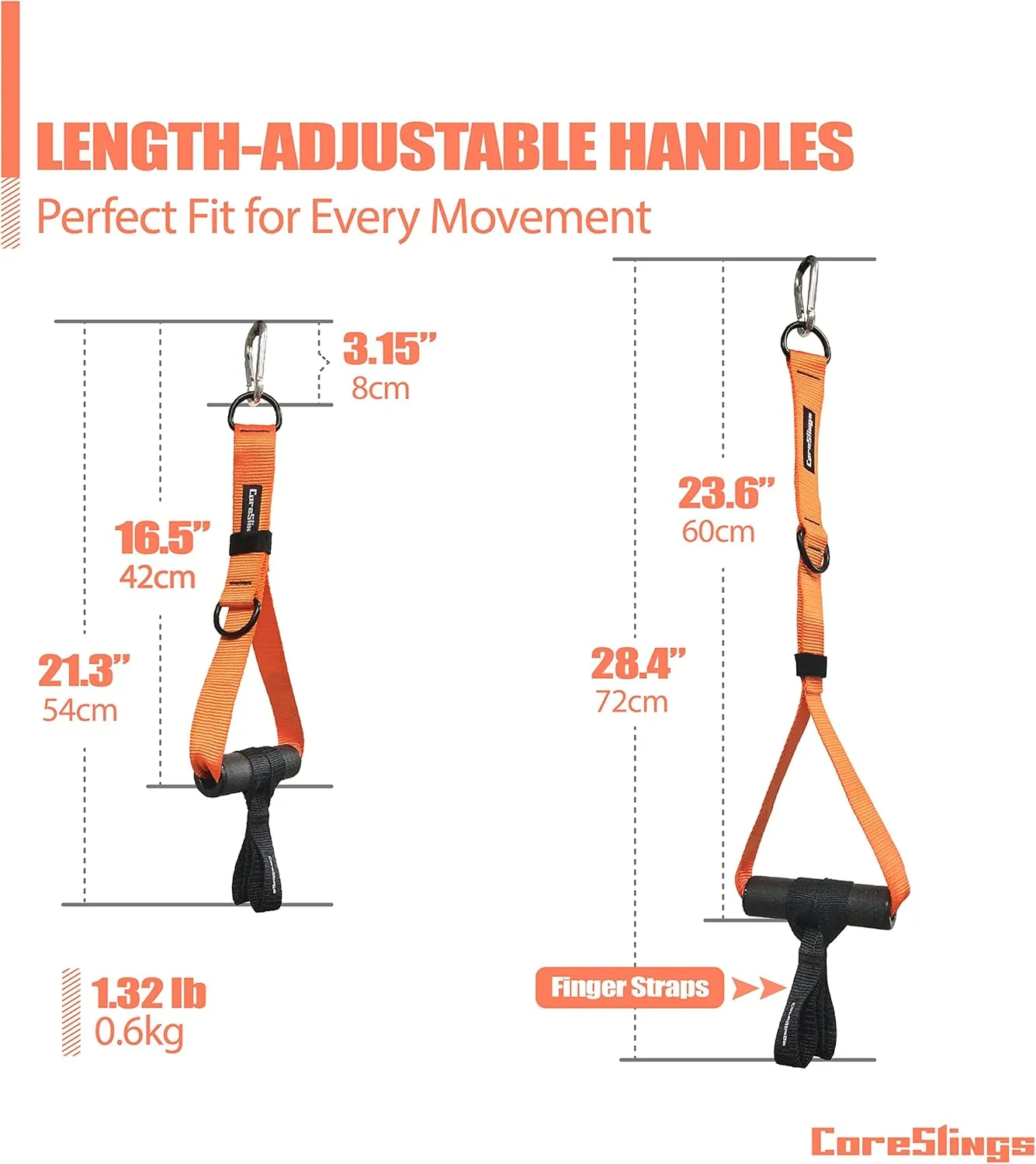 CoreSlings Cable Machine Handles with Finger Straps for gripping Forearm Strength Training, Workout Handles Cable attachments for Gym, Resistance Bands Handles.