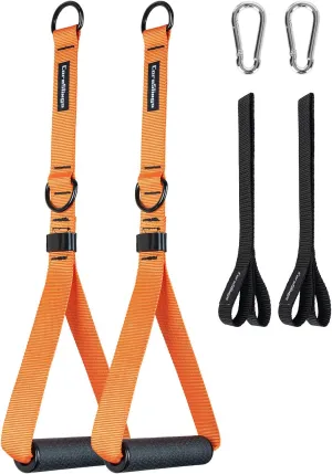 CoreSlings Cable Machine Handles with Finger Straps for gripping Forearm Strength Training, Workout Handles Cable attachments for Gym, Resistance Bands Handles.
