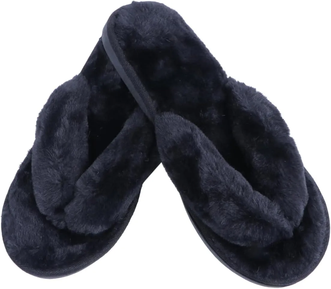 Cotton Slippers Women's Plush Flip-flops Anti-slip Winter Slippers Padded Comfortable Home Footwear Size 40/41 26cm