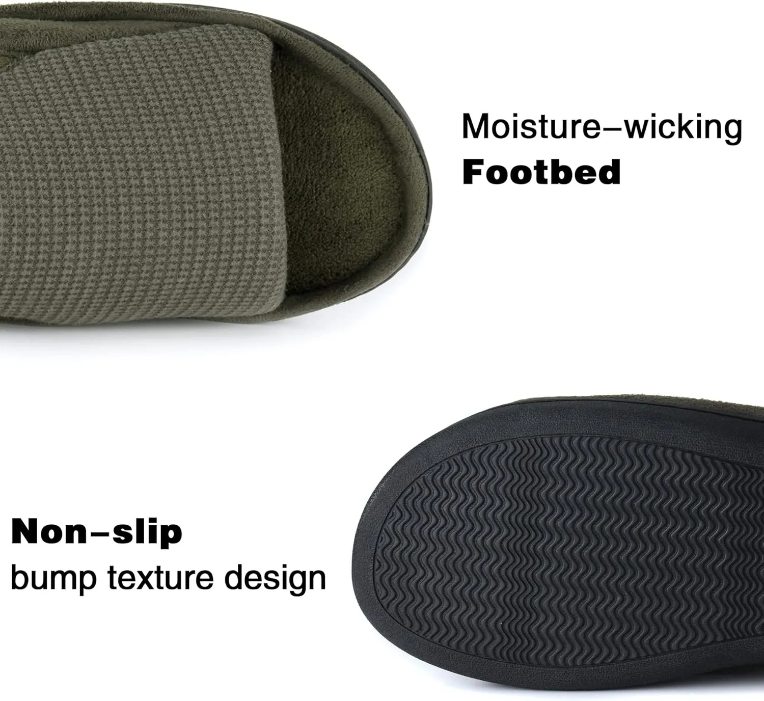 Cozy Men's Open Toe House Slippers Memory Foam,Comfy Slip On Indoor Slippers for Men Breathable, Non-Slip Soft Bedroom Home Slippers Lightweight