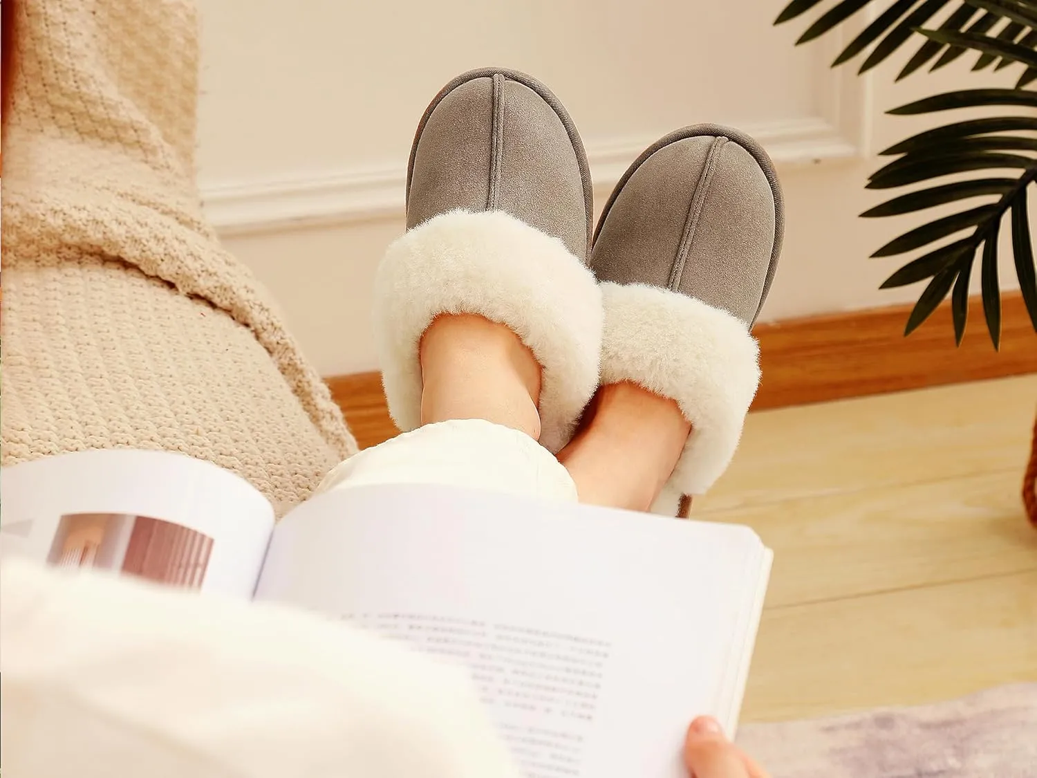 Cozyfurry Womens Slipper Fuzzy Fluffy House Slippers Faux Fur Cozy Warm Soft Indoor Shoes Memory Foam Anti-skid Rubber Sole