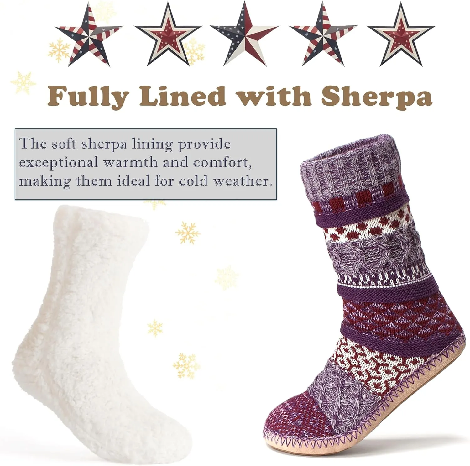 Cozylook Womens Fuzzy Slipper Socks with Grips Winter Warm Cabin Socks Non Slip, Christmas Gifts for Women Wife Mom Grandma