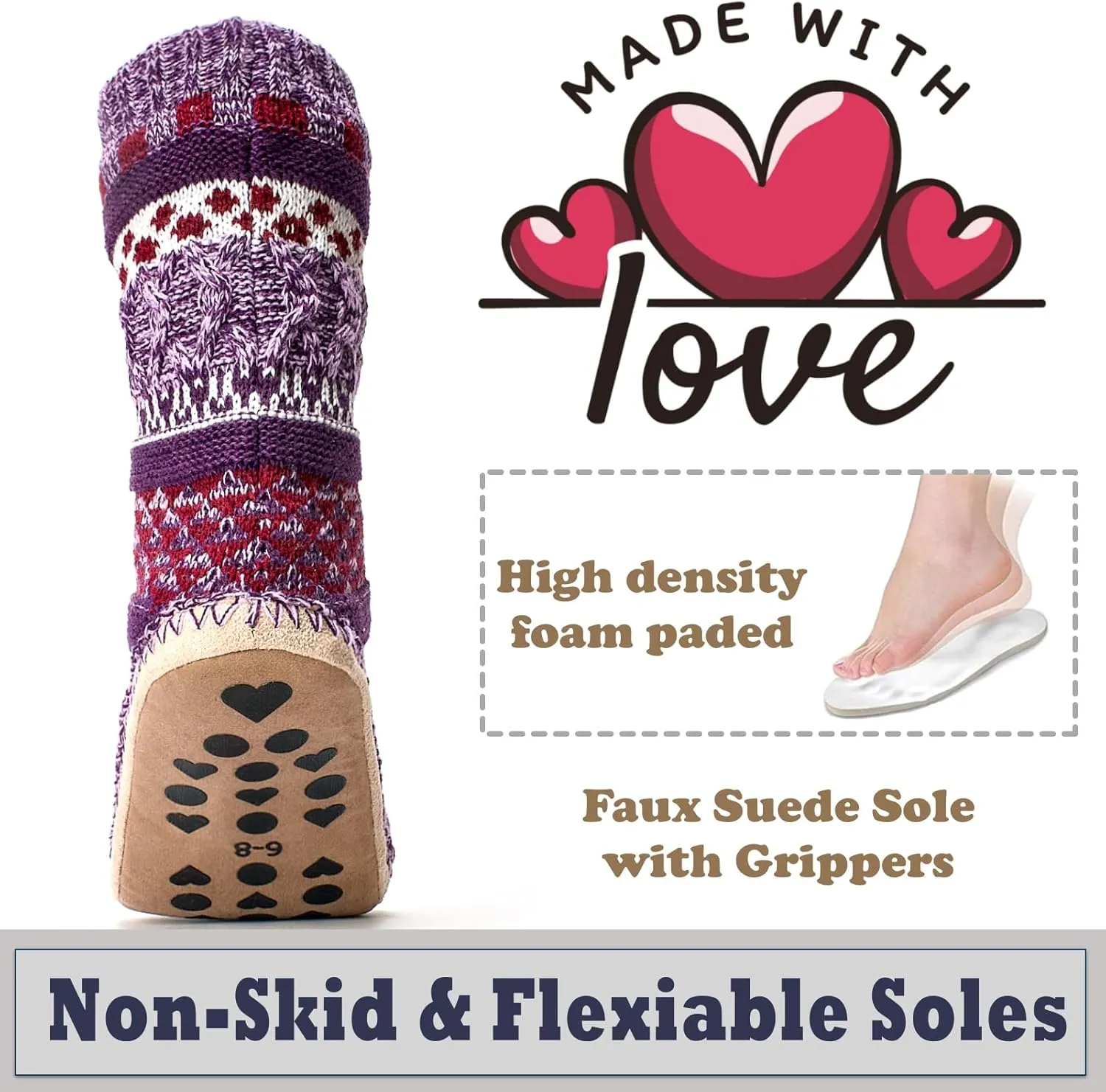 Cozylook Womens Fuzzy Slipper Socks with Grips Winter Warm Cabin Socks Non Slip, Christmas Gifts for Women Wife Mom Grandma