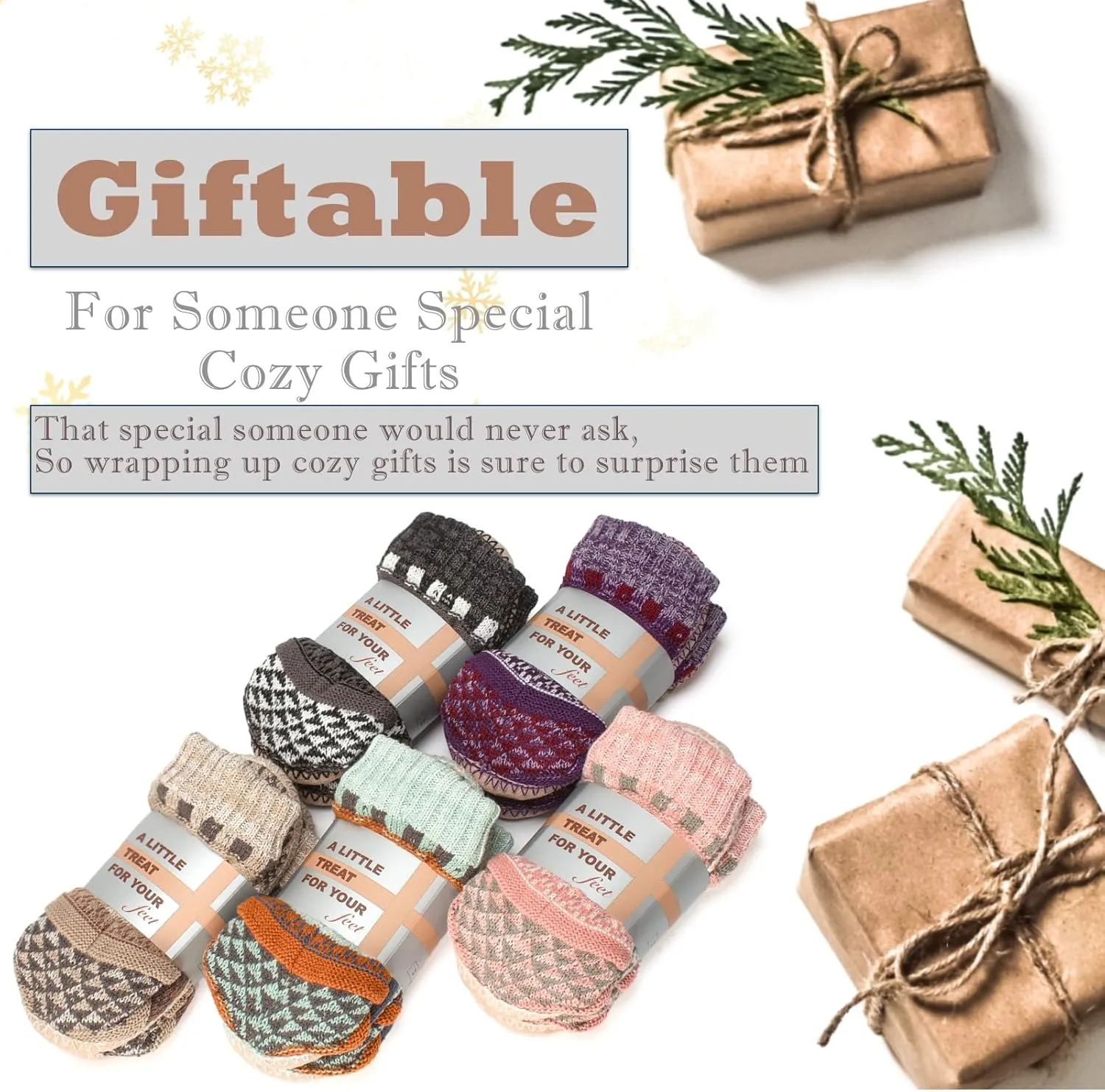 Cozylook Womens Fuzzy Slipper Socks with Grips Winter Warm Cabin Socks Non Slip, Christmas Gifts for Women Wife Mom Grandma
