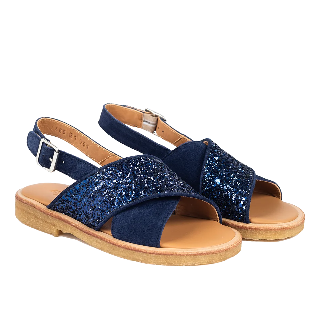 Cross sandal with sparkling glitter detail