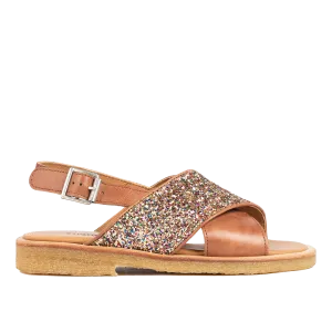 Cross sandal with sparkling glitter detail
