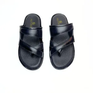 Cross Thumb Strap Leather Slippers