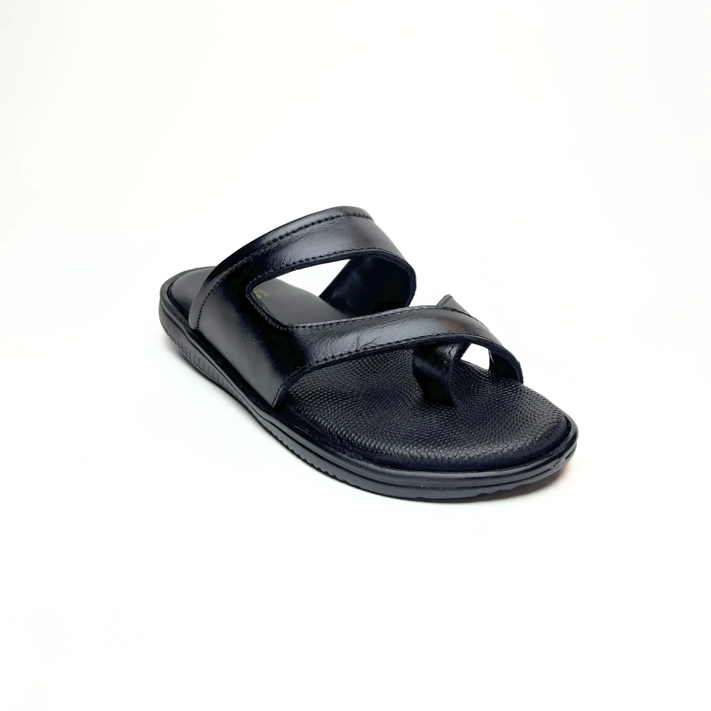 Cross Thumb Strap Leather Slippers