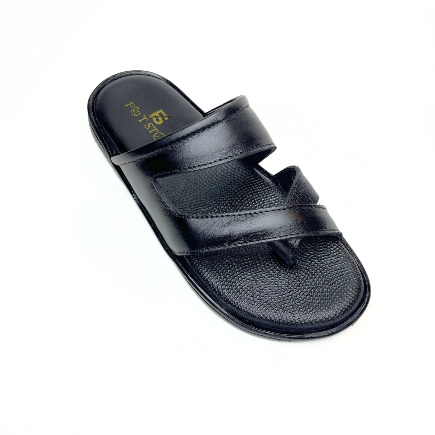 Cross Thumb Strap Leather Slippers