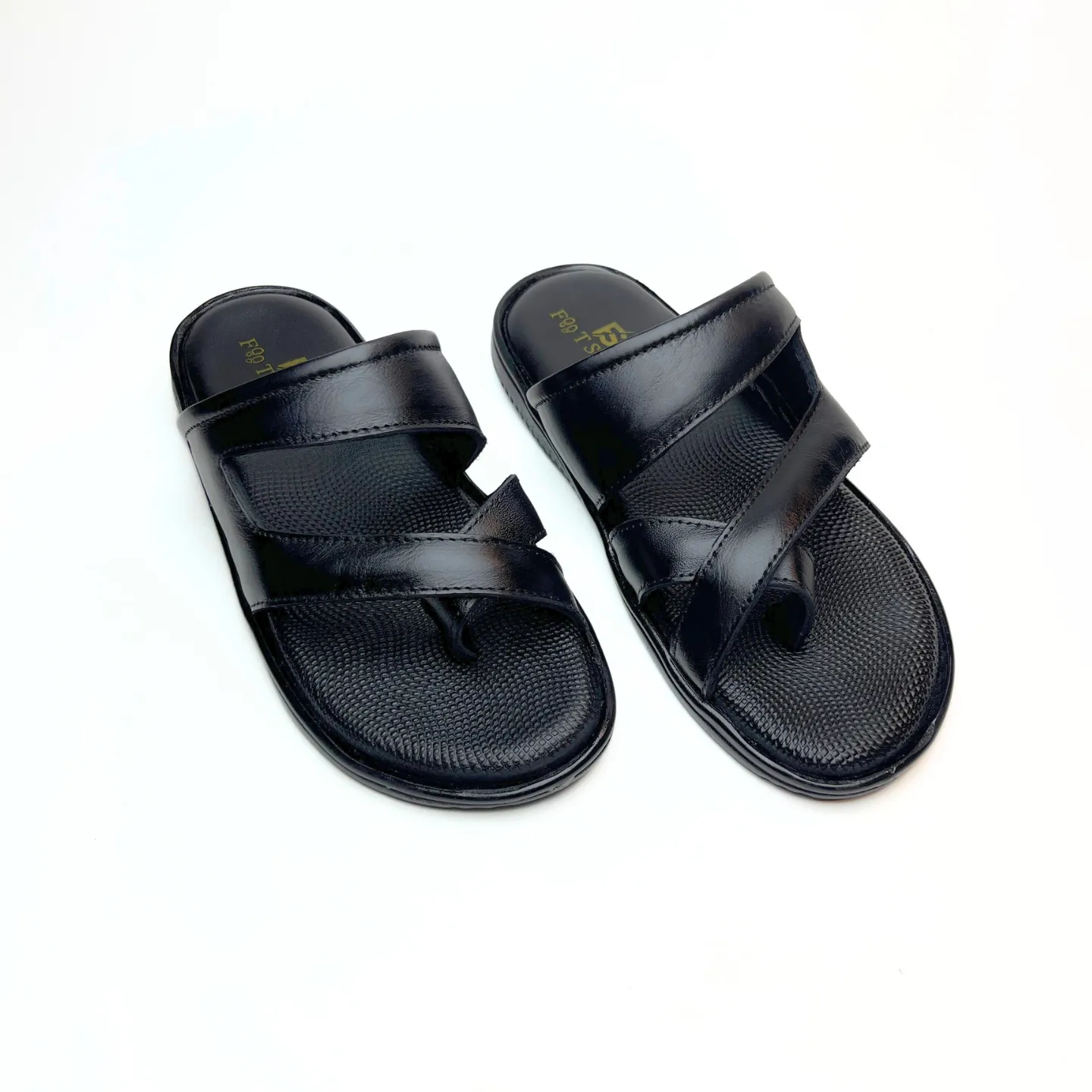 Cross Thumb Strap Leather Slippers
