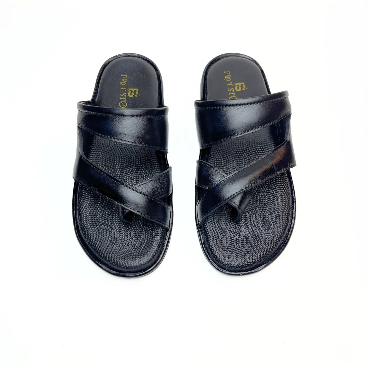 Cross Thumb Strap Leather Slippers