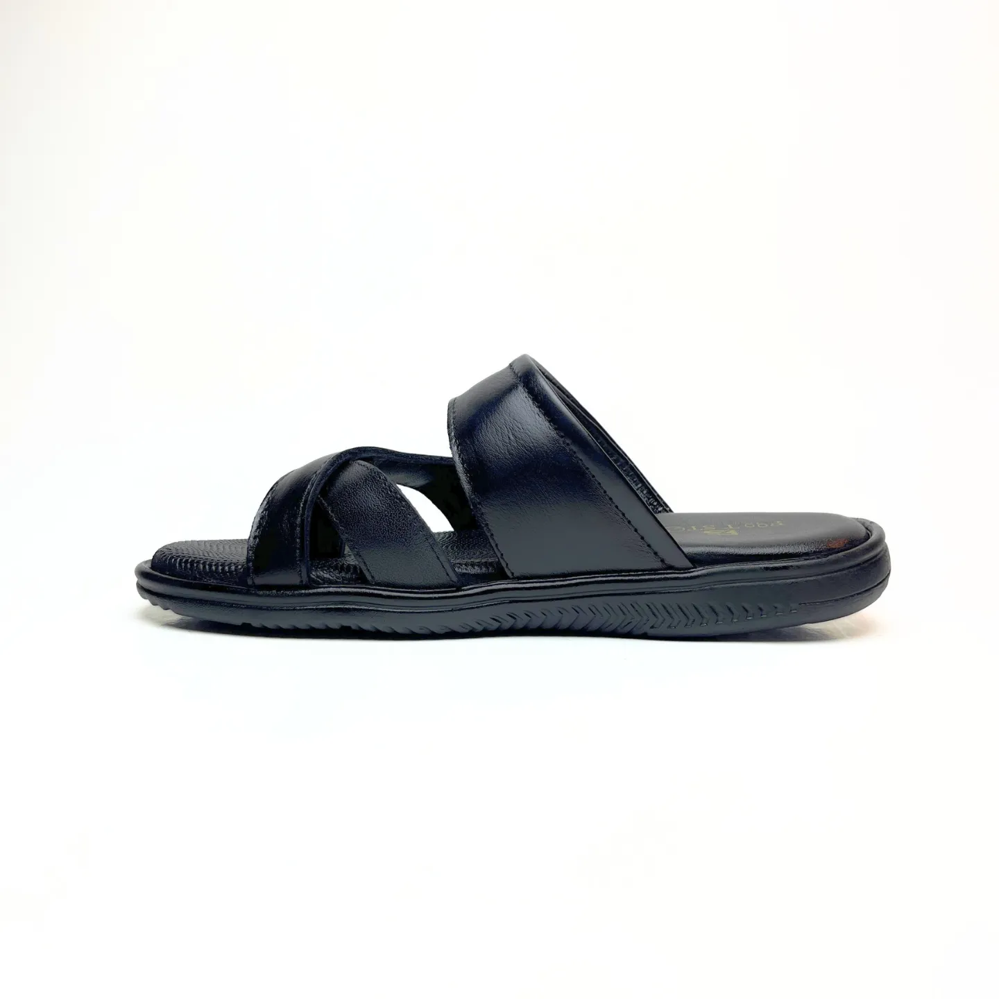 Cross Thumb Strap Leather Slippers