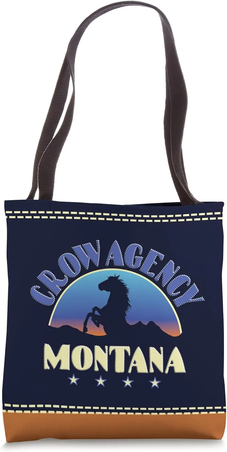 Crow Agency Montana MT Wild Horse Tote Bag
