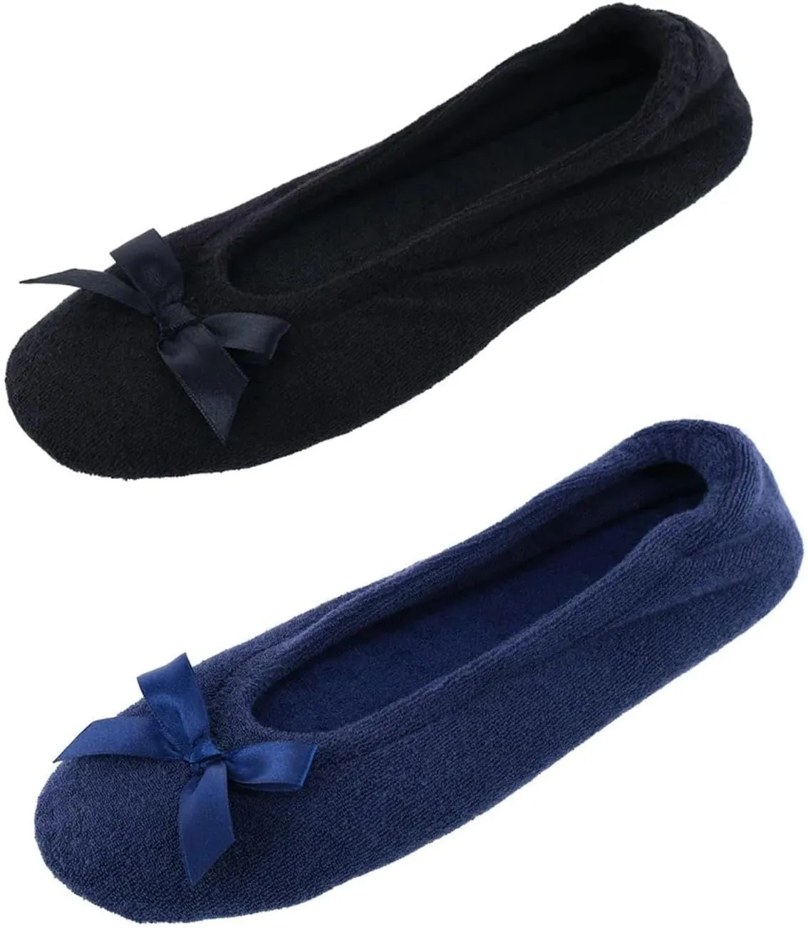 CTM® Women's Terry Ballerina Slipper House Shoe (Pack of 2)