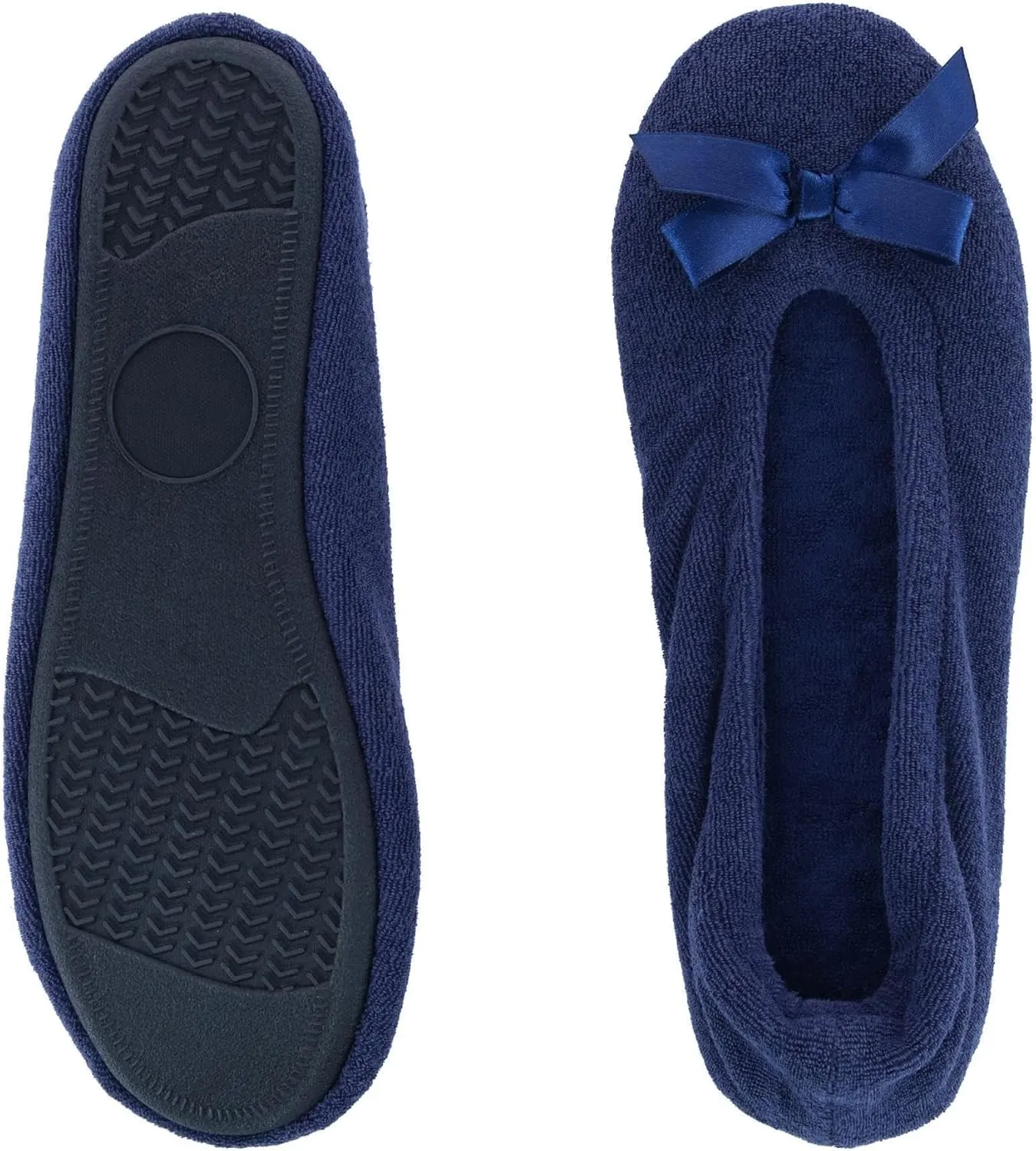 CTM® Women's Terry Ballerina Slipper House Shoe (Pack of 2)