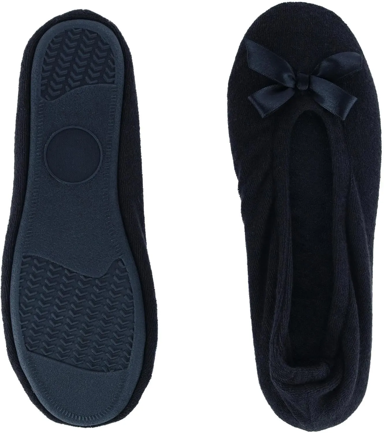 CTM® Women's Terry Ballerina Slipper House Shoe (Pack of 2)