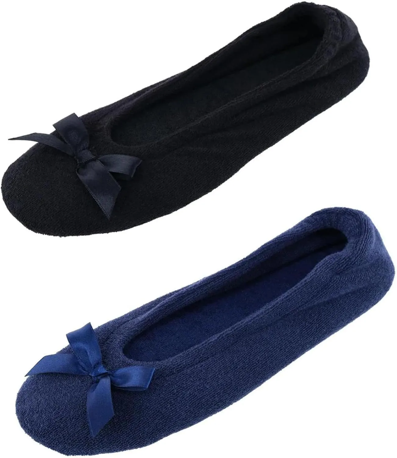 CTM® Women's Terry Ballerina Slipper House Shoe (Pack of 2)