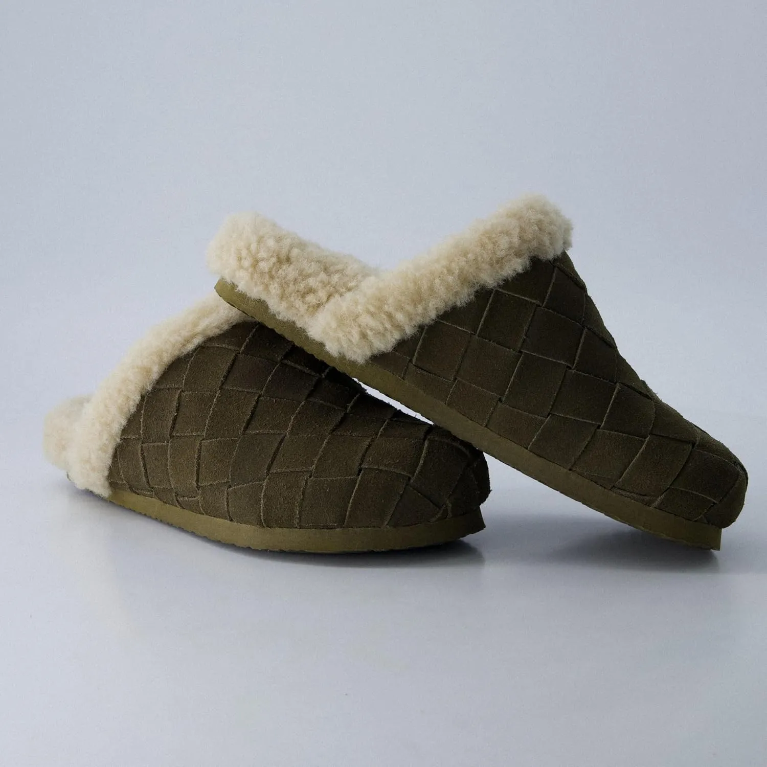 CUSHIONAIRE Cliché Genuine Suede Woven Mule Slippers for Women Indoor and Outdoor - Slip On Faux Fur Lining Women Footwear for Comfort