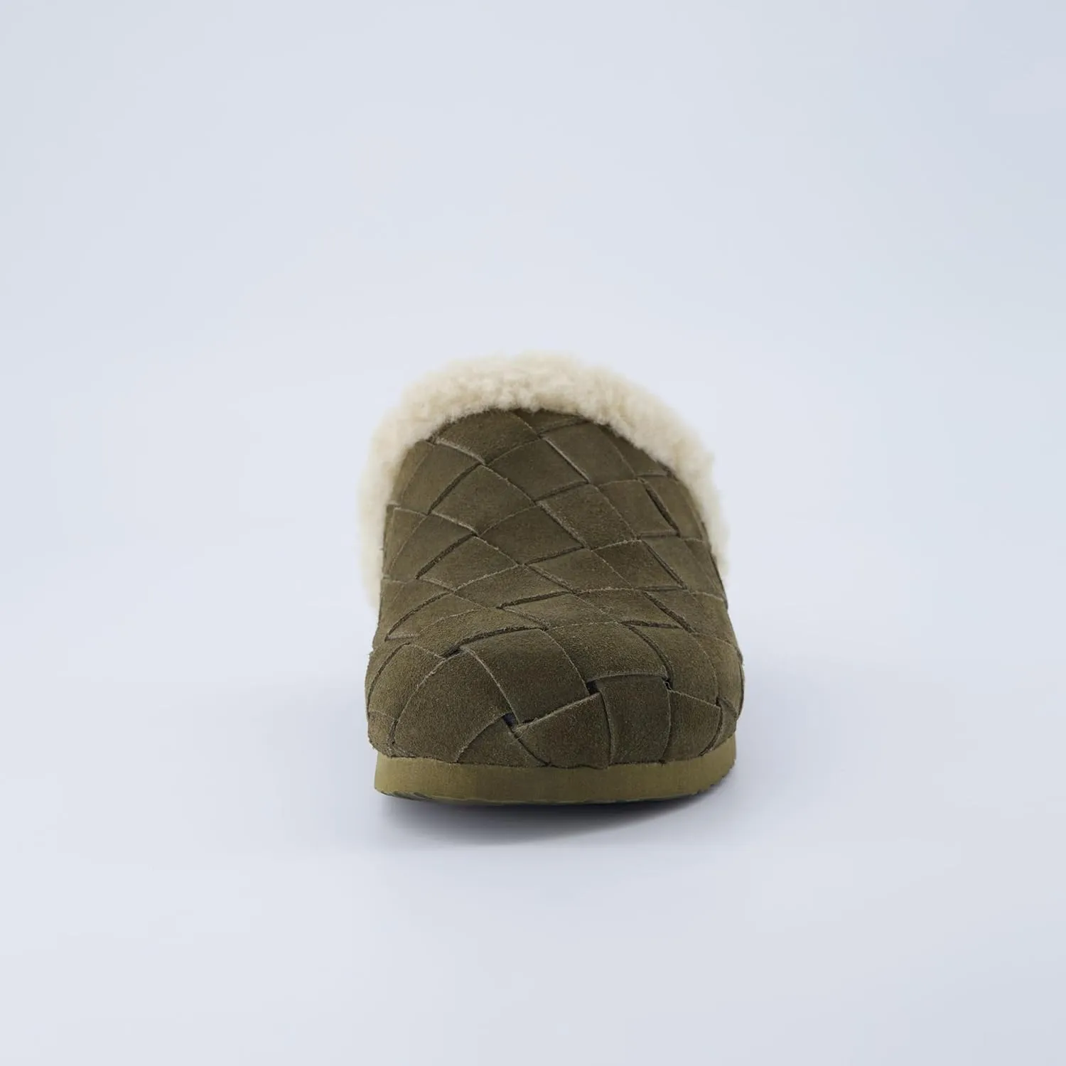 CUSHIONAIRE Cliché Genuine Suede Woven Mule Slippers for Women Indoor and Outdoor - Slip On Faux Fur Lining Women Footwear for Comfort