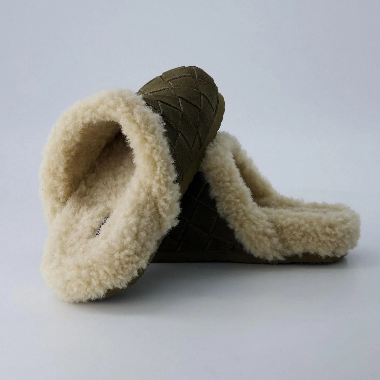 CUSHIONAIRE Cliché Genuine Suede Woven Mule Slippers for Women Indoor and Outdoor - Slip On Faux Fur Lining Women Footwear for Comfort