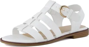 CUSHIONAIRE London Women’s Strappy Fisherman Sandal – Vegan Leather Gladiator Style with Adjustable Ankle Strap   Memory Foam