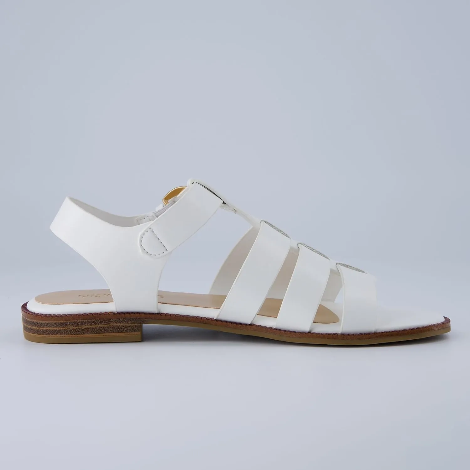 CUSHIONAIRE London Women’s Strappy Fisherman Sandal – Vegan Leather Gladiator Style with Adjustable Ankle Strap   Memory Foam
