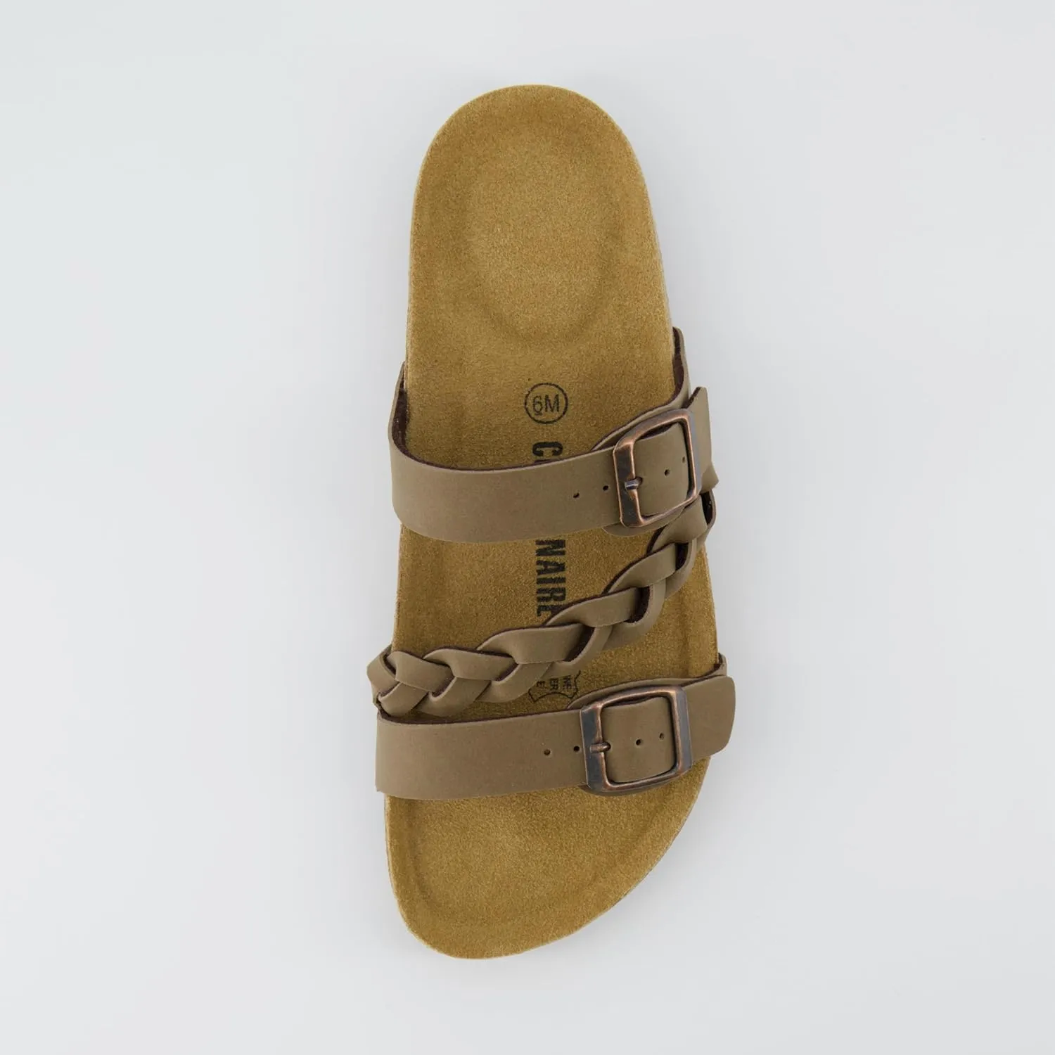 CUSHIONAIRE Women's Lizzy Cork Footbed Sandal - Comfortable, Adjustable Straps, Arch Support, Wide Widths Available, Boho Chic Summer Slides