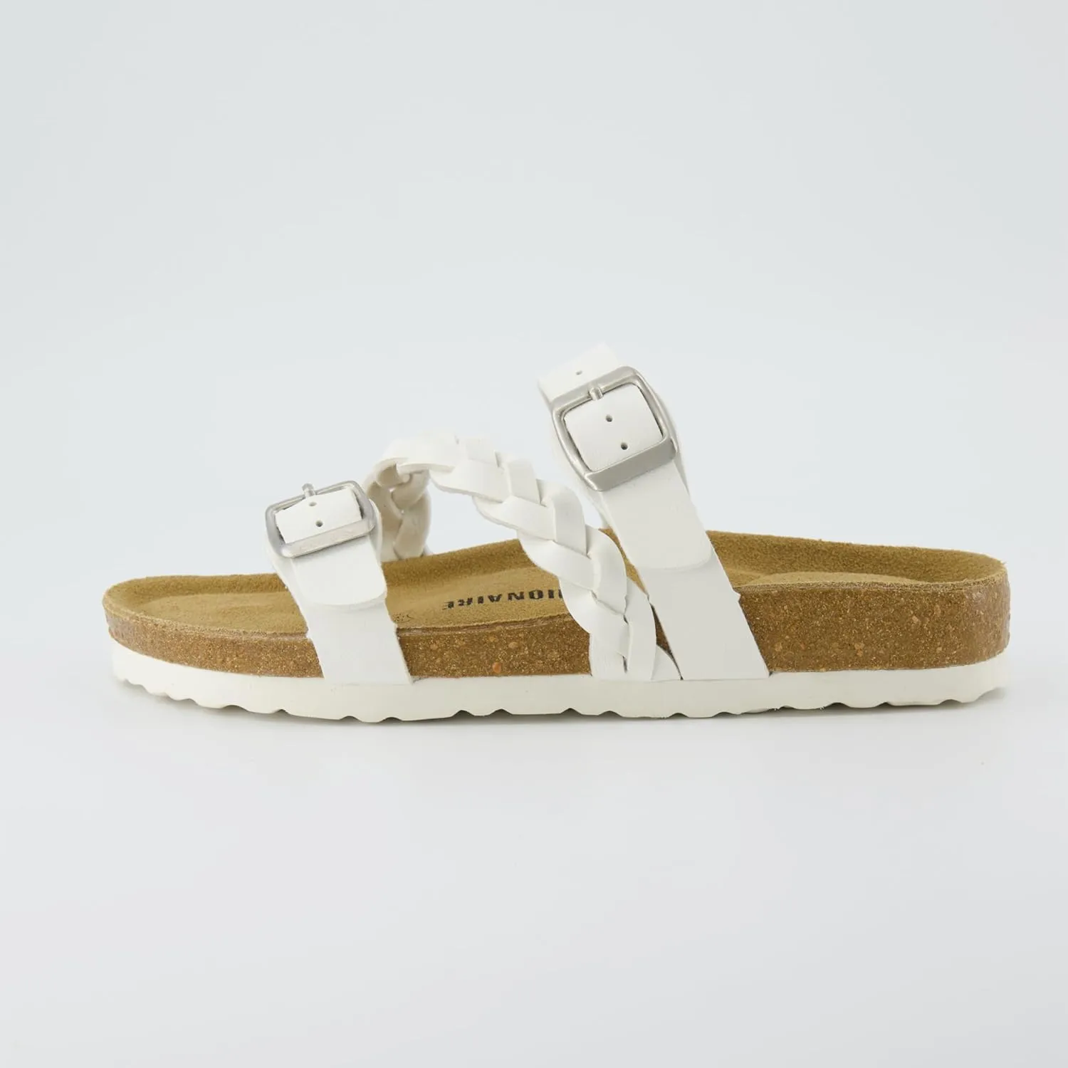 CUSHIONAIRE Women's Lizzy Cork Footbed Sandal - Comfortable, Adjustable Straps, Arch Support, Wide Widths Available, Boho Chic Summer Slides