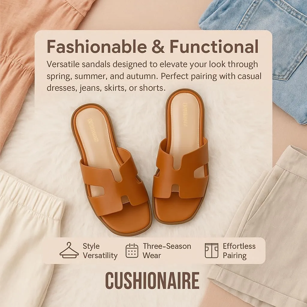 CUSHIONAIRE Women's Lizzy Cork Footbed Sandal - Comfortable, Adjustable Straps, Arch Support, Wide Widths Available, Boho Chic Summer Slides