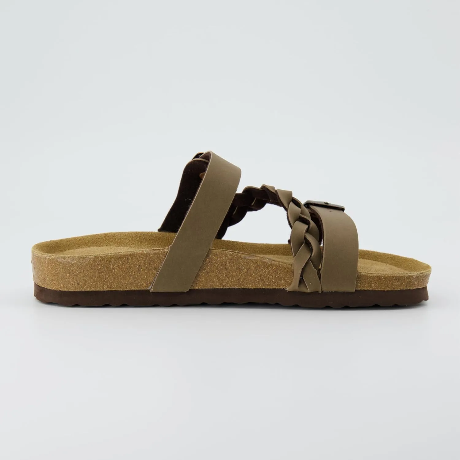 CUSHIONAIRE Women's Lizzy Cork Footbed Sandal - Comfortable, Adjustable Straps, Arch Support, Wide Widths Available, Boho Chic Summer Slides