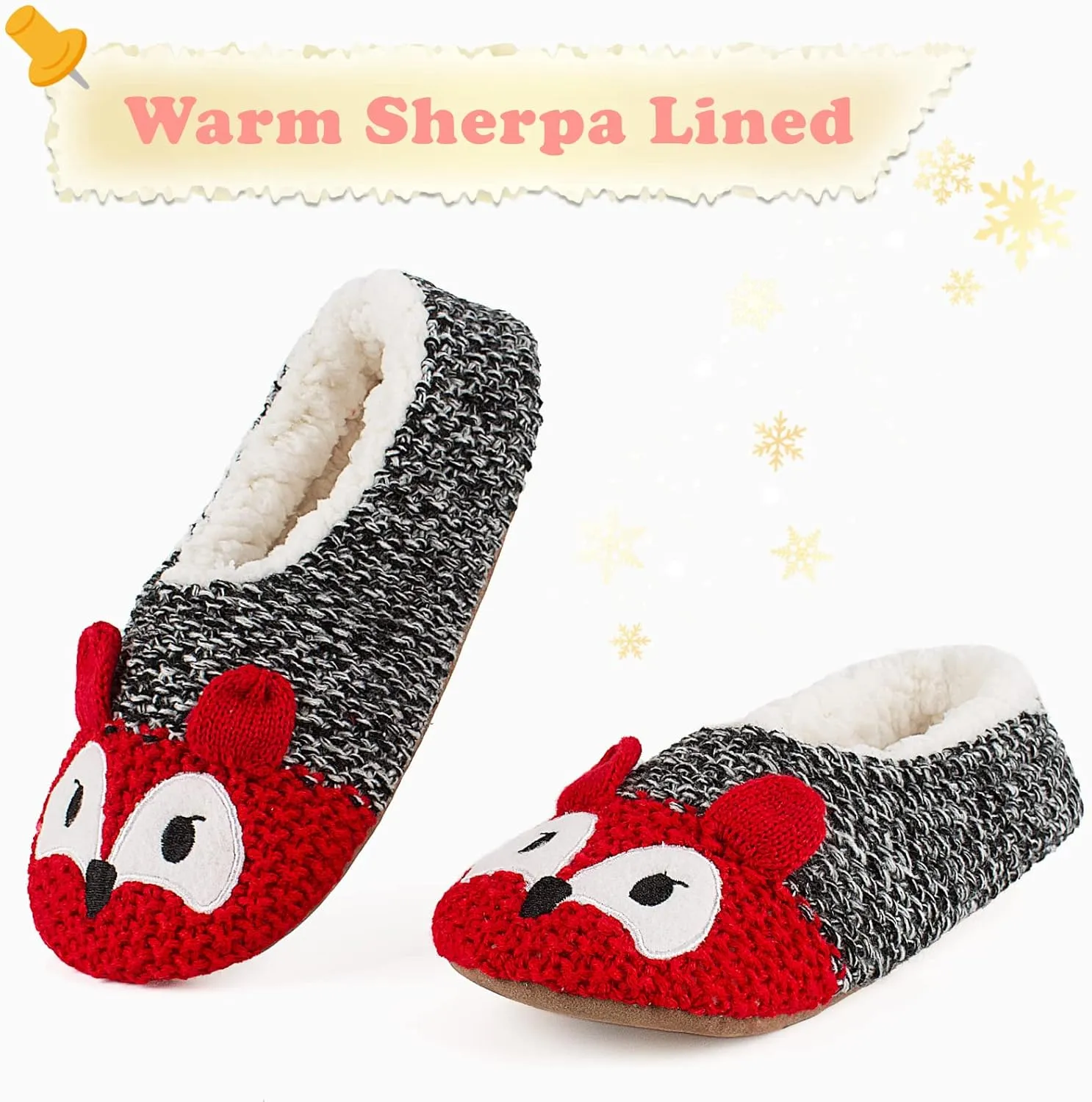 Cute Animal House Slippers, Warm Fuzzy Slipper Socks with Grippers Non Slip, Cozy Funny Gifts