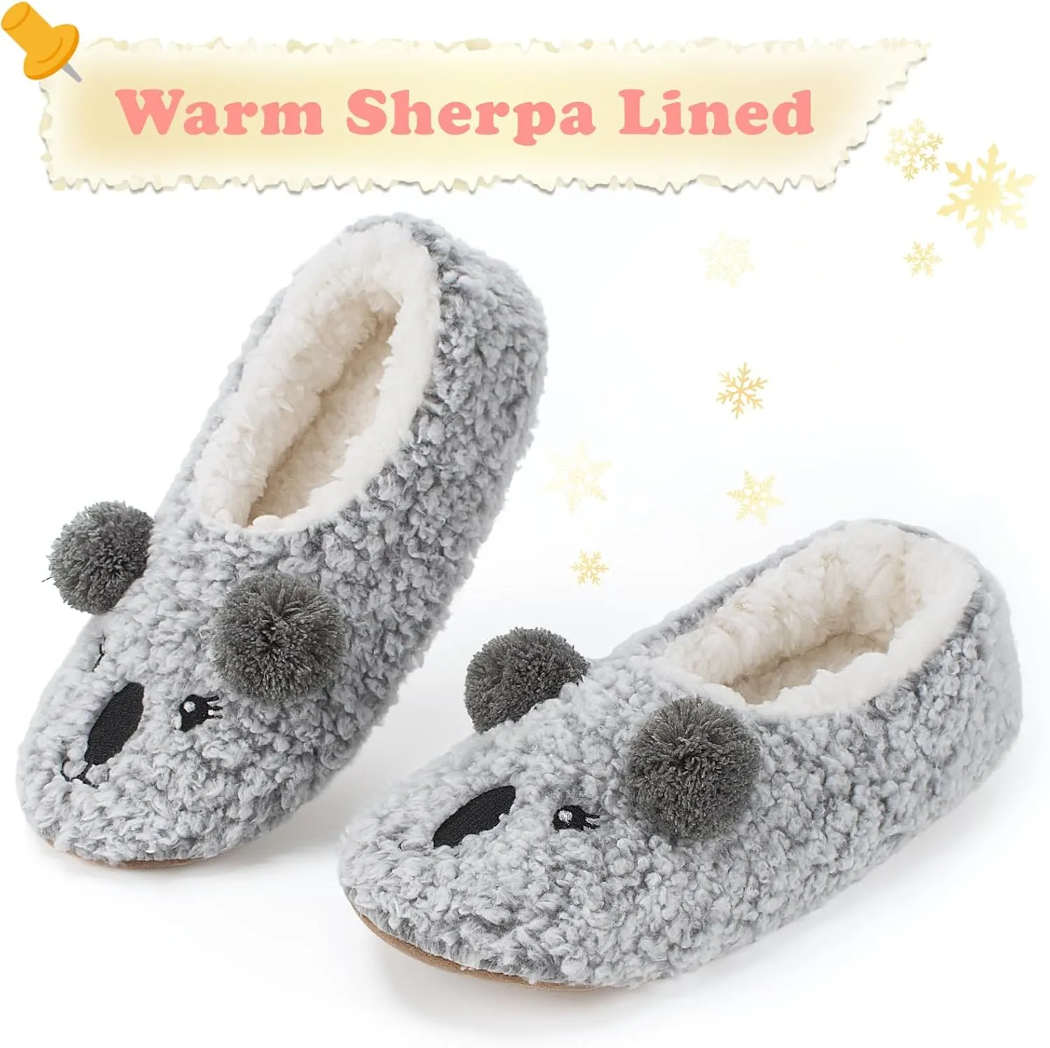 Cute Animal House Slippers, Warm Fuzzy Slipper Socks with Grippers Non Slip, Cozy Funny Gifts