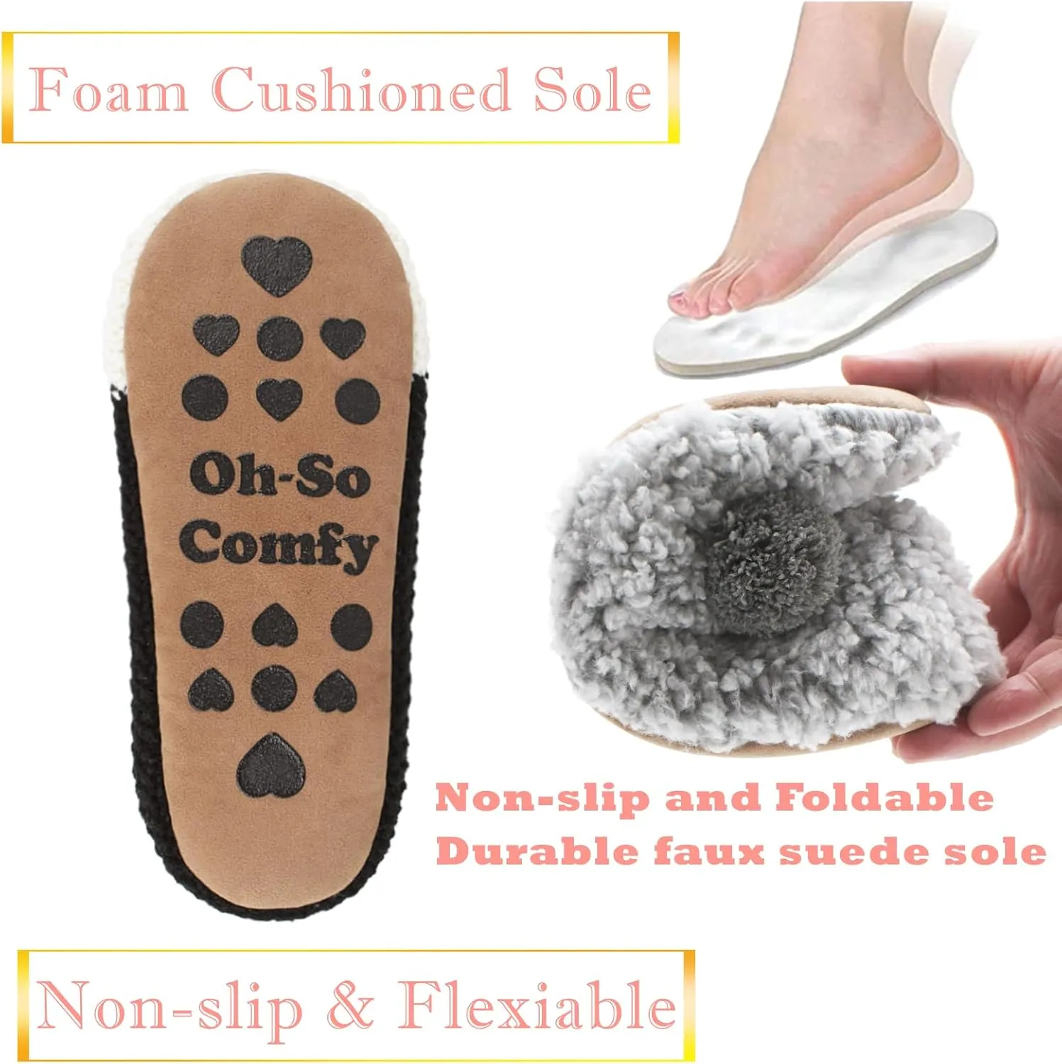 Cute Animal House Slippers, Warm Fuzzy Slipper Socks with Grippers Non Slip, Cozy Funny Gifts