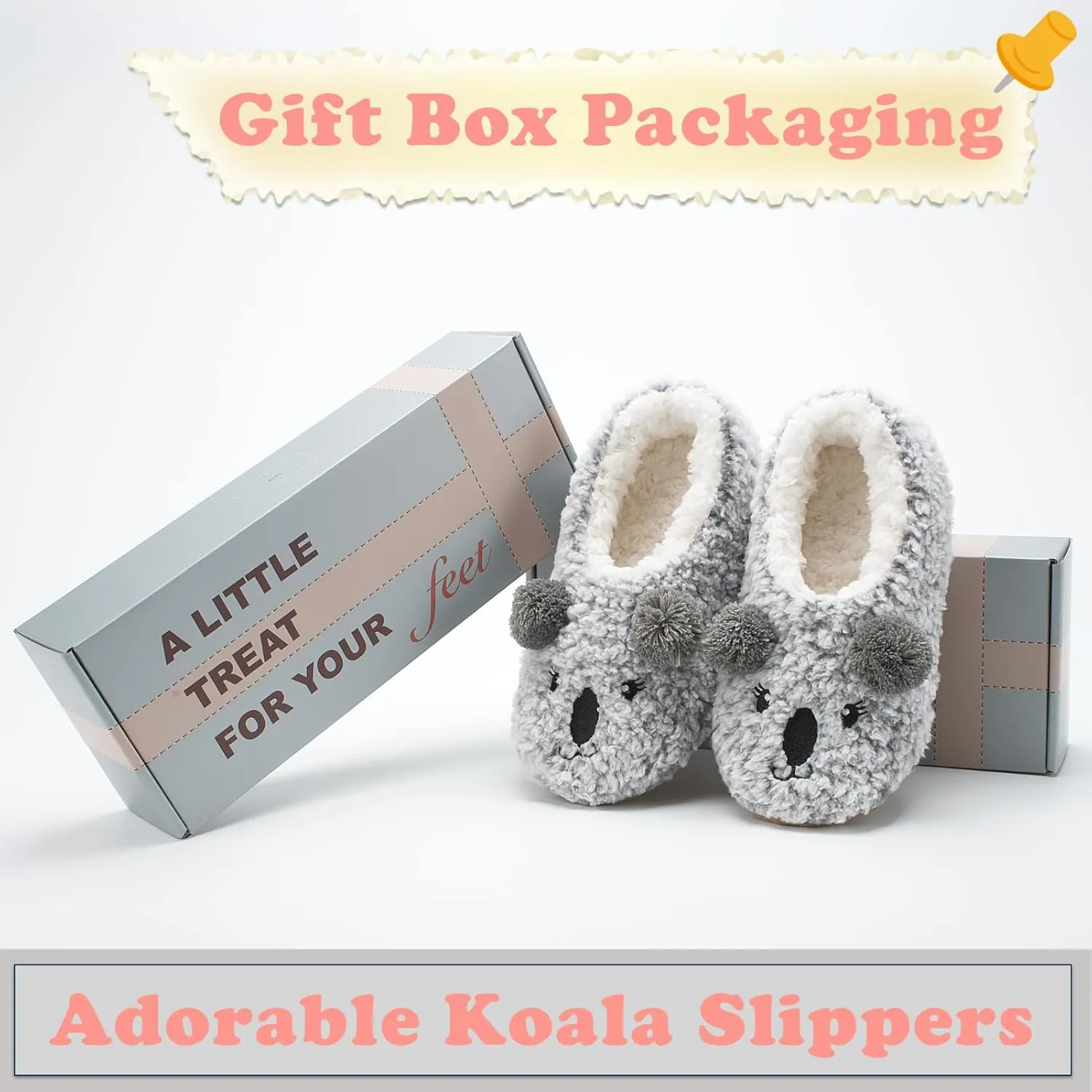 Cute Animal House Slippers, Warm Fuzzy Slipper Socks with Grippers Non Slip, Cozy Funny Gifts