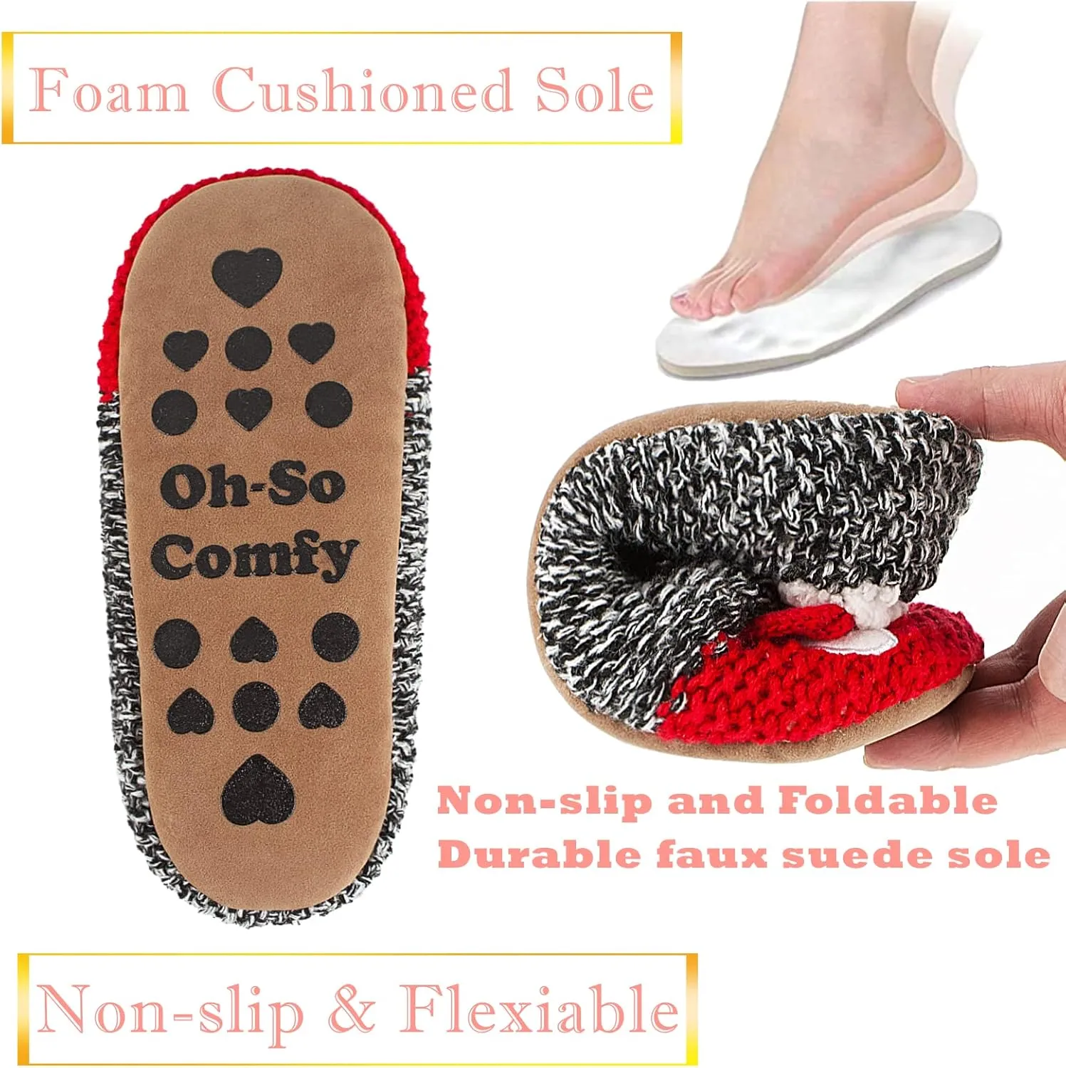 Cute Animal House Slippers, Warm Fuzzy Slipper Socks with Grippers Non Slip, Cozy Funny Gifts
