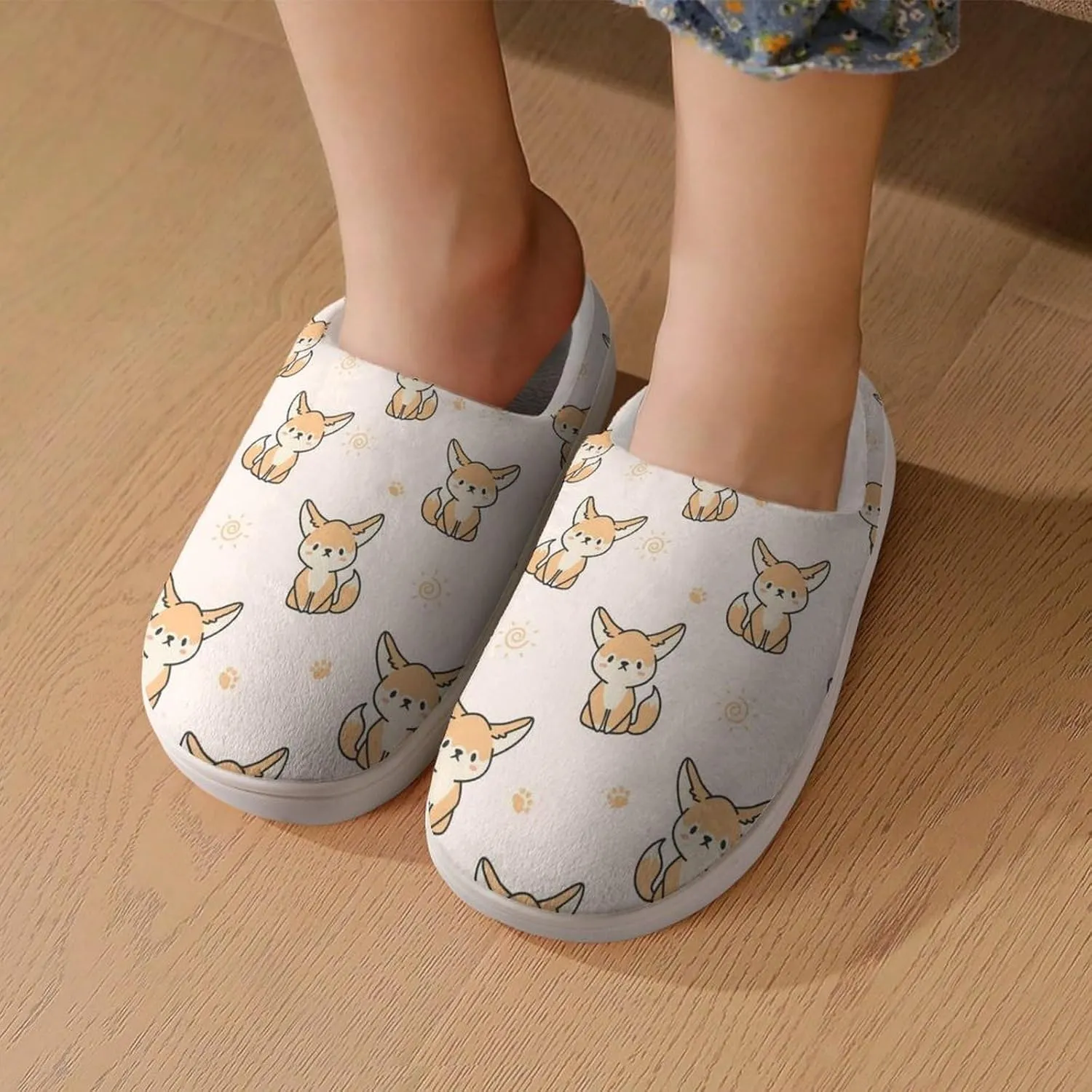 Cute Fennec Fox Cute Slippers For Girls Boys Anti Slip House Slipper Warm Shoes For Indoor Outdoor