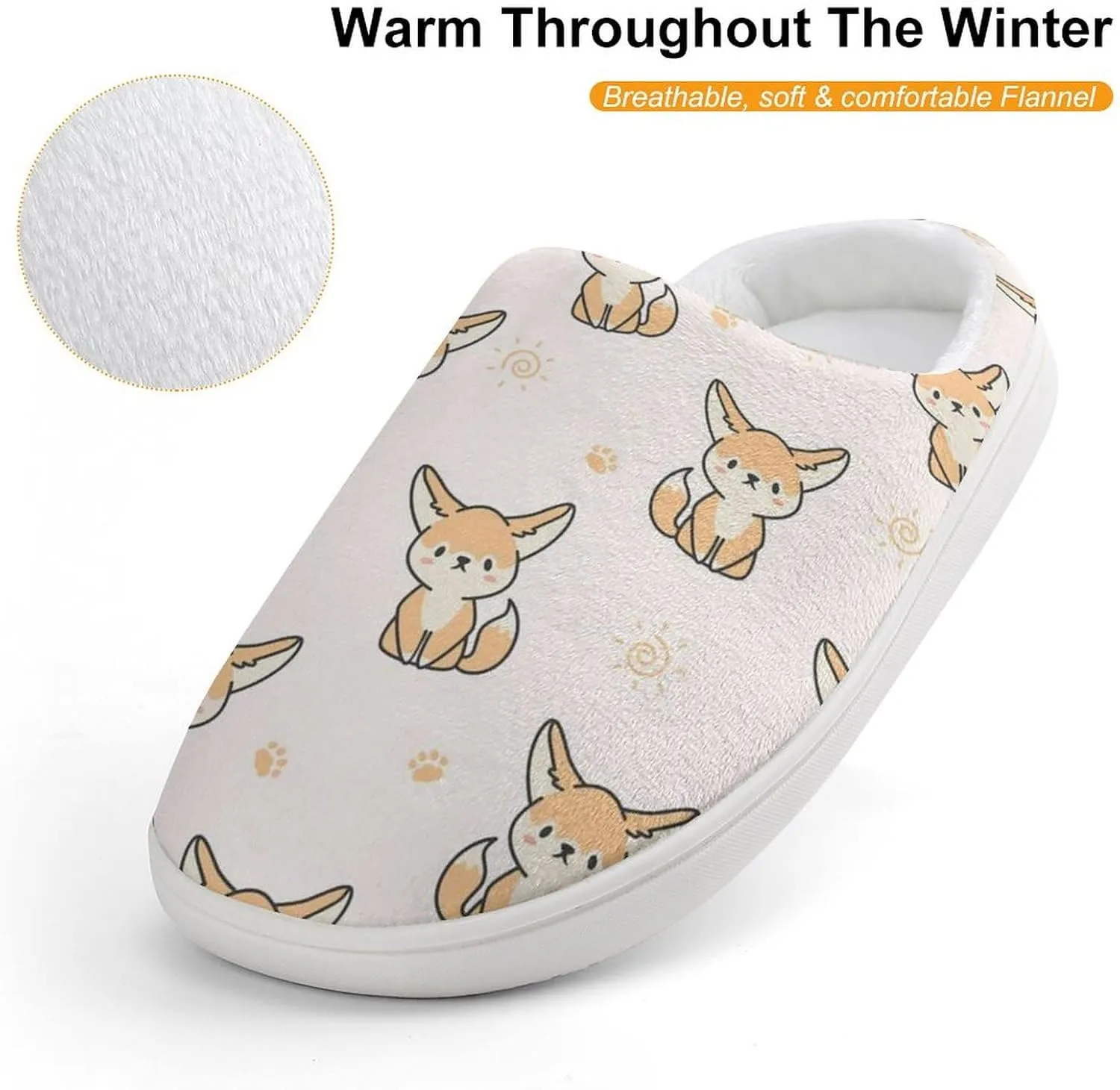 Cute Fennec Fox Cute Slippers For Girls Boys Anti Slip House Slipper Warm Shoes For Indoor Outdoor