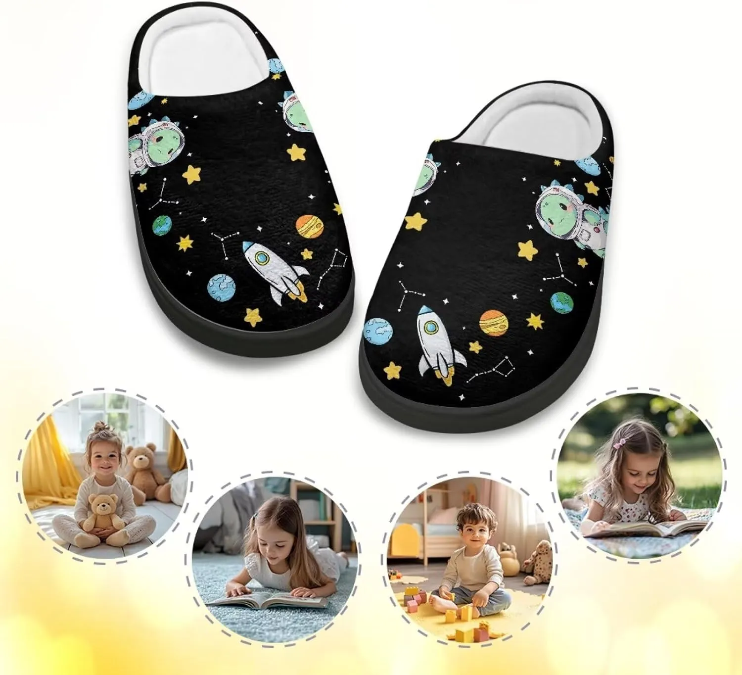 Cute Kids Slippers for Boys and Girls, Soft Warm Home Slippers for Winter, Anti-Slip Closed Toe Fuzzy Slippers
