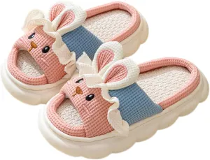 Cute Rabbit Lace Slippers, Animal Linen Slippers for Summer, Couple's Home Shoes