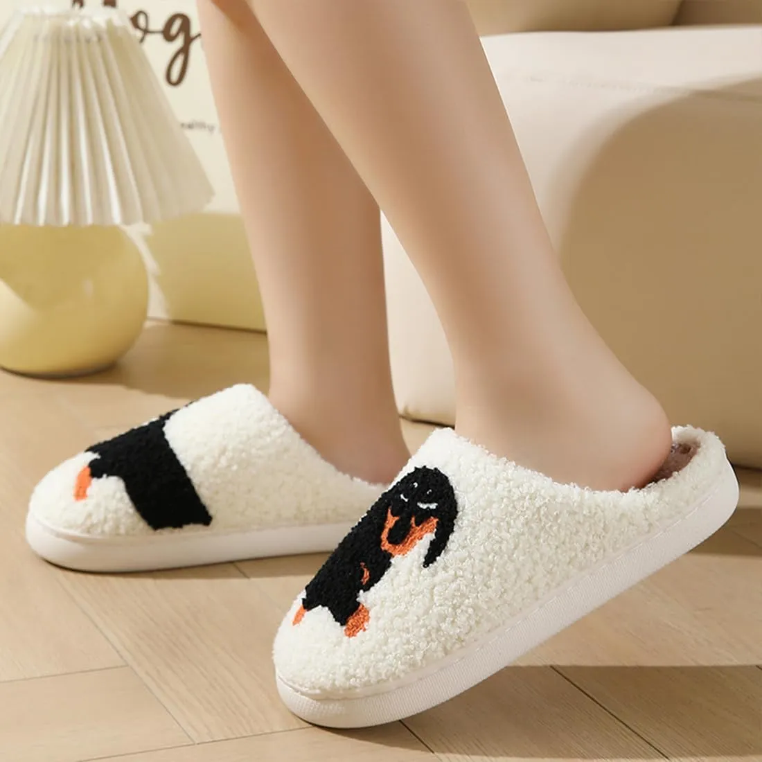 Cute Slippers For Women Men Fuzzy Cushioned Comfort Slip-On House Shoes Memory Foam Slippers