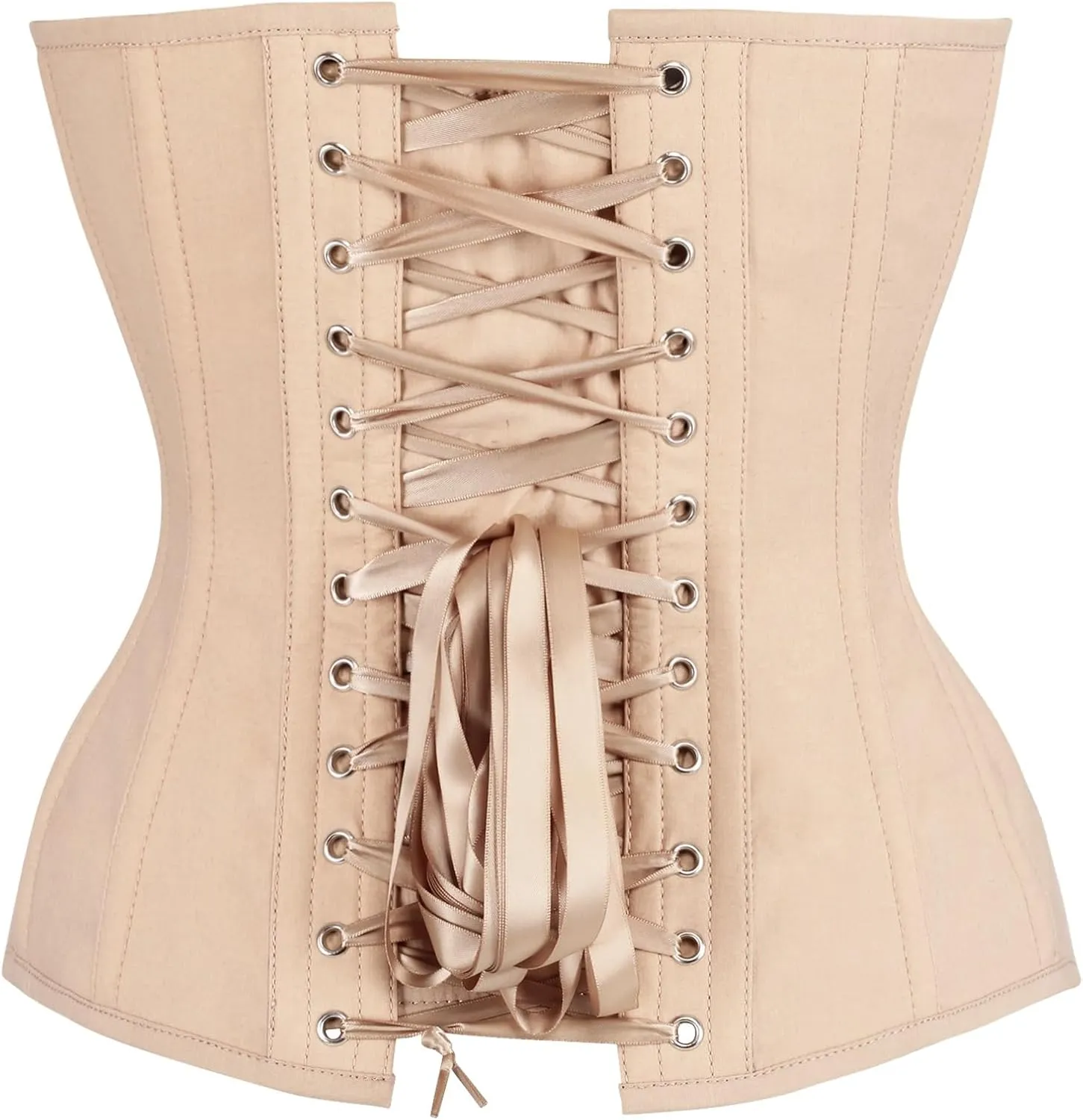 Daisy corsets Womens Tan Cotton Steel Boned Overbust Corset Bustier Top Cincher Waist Trainer