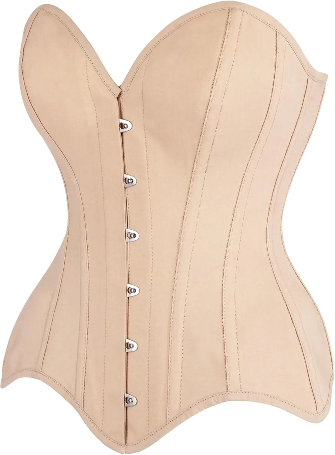 Daisy corsets Womens Tan Cotton Steel Boned Overbust Corset Bustier Top Cincher Waist Trainer