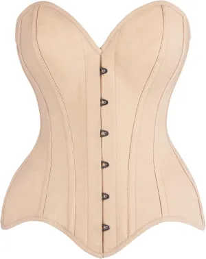 Daisy corsets Womens Tan Cotton Steel Boned Overbust Corset Bustier Top Cincher Waist Trainer
