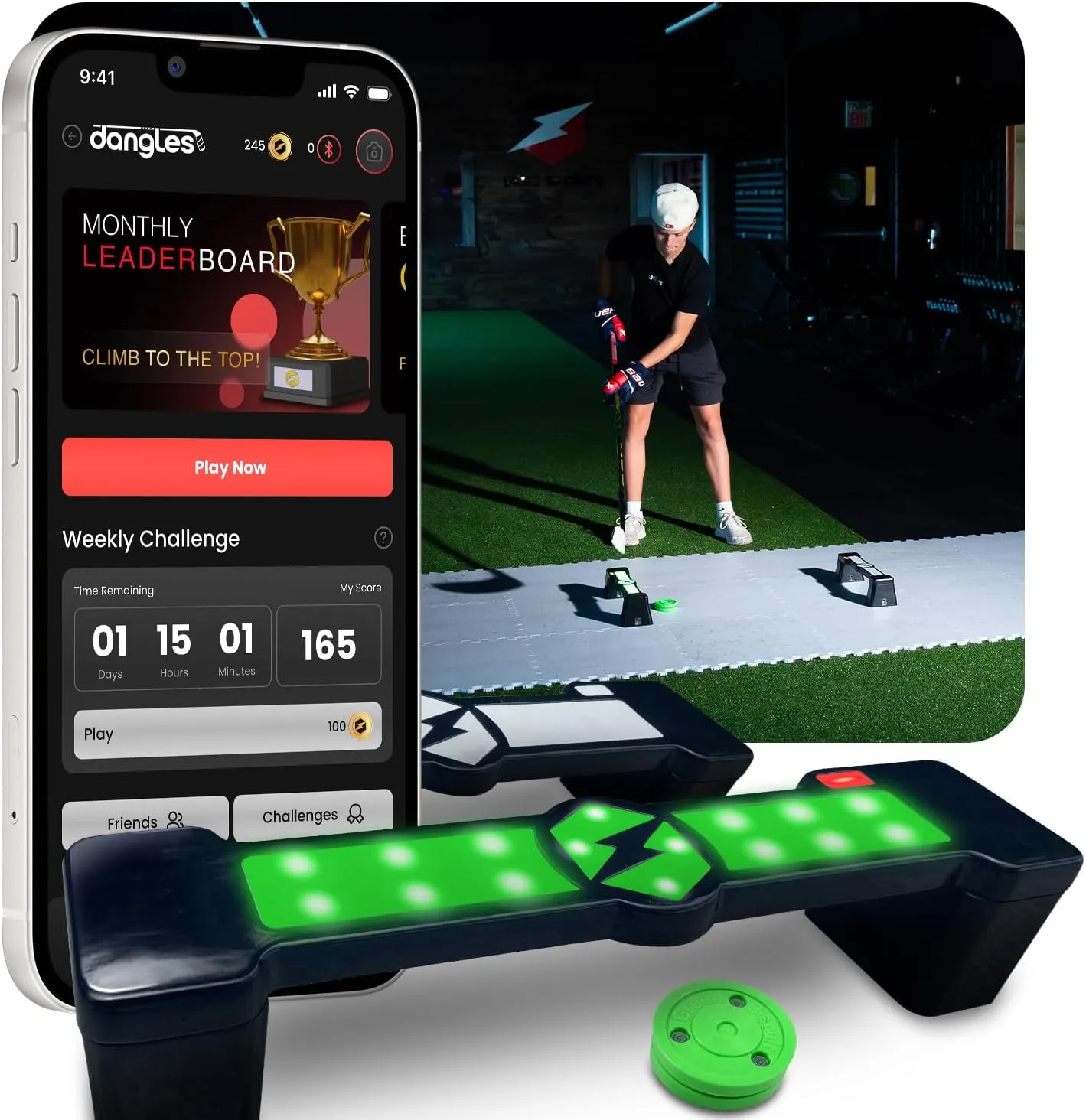 Dangles Hockey Stick handling Trainer, Digital Hockey Trainer for Stick handling, Portable Ice Hockey Training Equipment for Single and Multi-Player Hockey Practice Equipment