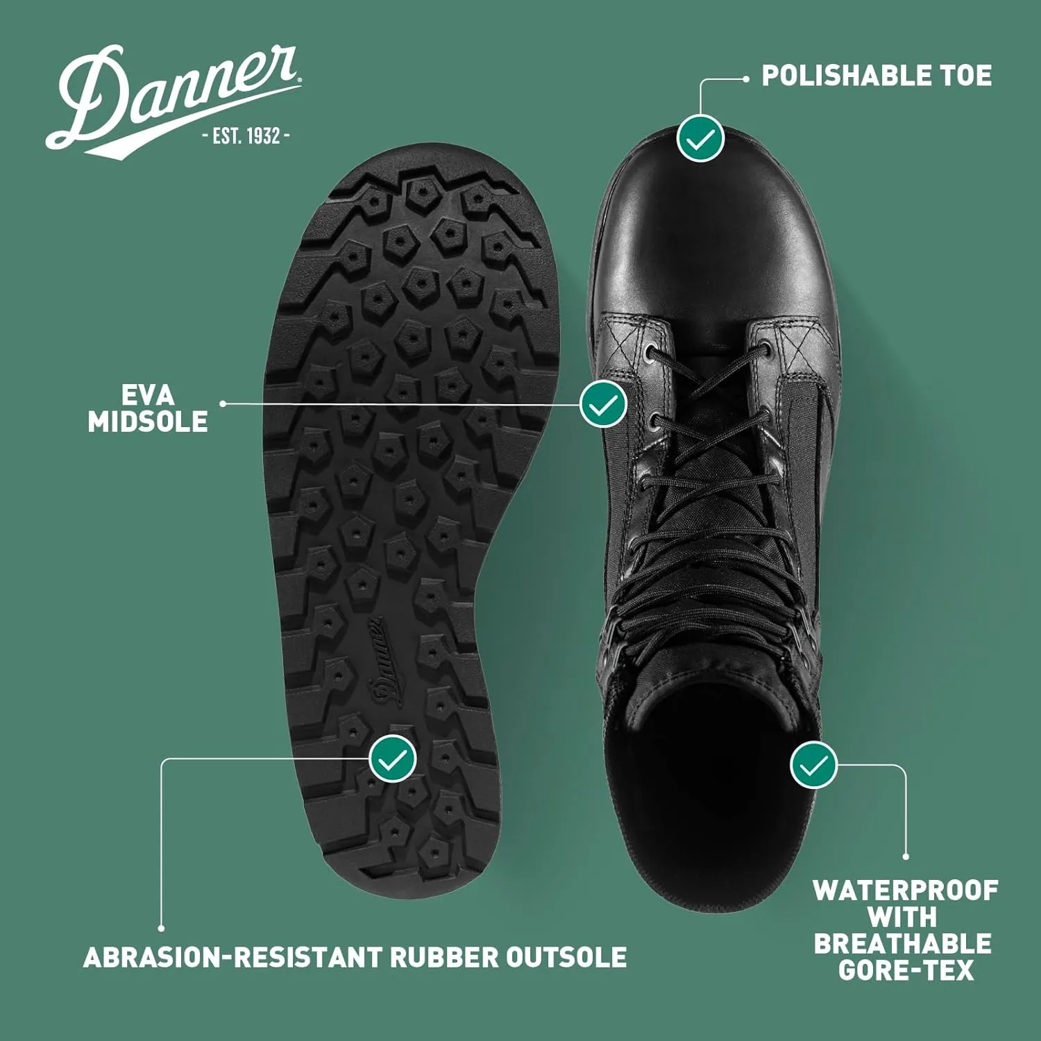 Danner Tachyon Gore-Tex 8" Tactical Boots for Men - Waterproof Full-Grain Leather & 500D Nylon with Speed Lace, Comfort Footbed, and Non Slip Traction Outsole