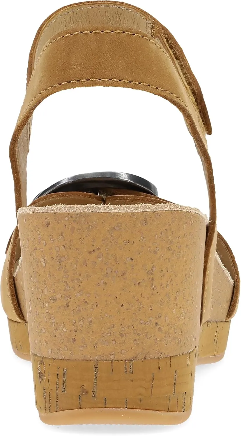 Dansko Stella Multi-Strap Wedge Sandal for Women - Cork/EVA Wedge with Arch Support -Fully Adjustable Straps-Lightweight Rubber Outsole